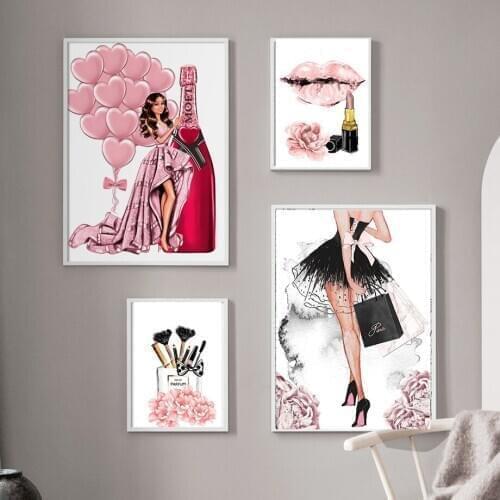 Diamond painting girl perfume flower lipstick high heels wall art nordic rhinestone embroidery mosaic picture for fashion shop