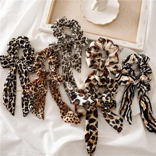 36pc/lot Velvet Scrunchie Girl Dance Velvet Leopard Print Hair Scrunchie Women Women Hair Scarf Elastic Bohemian Hairband