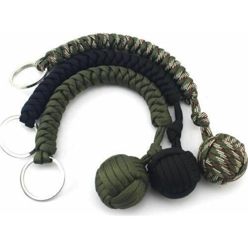 Key Rings Seven-core Umbrella Hand-woven Keychain Outdoor Self-defense Field Emergency survival kit with Steel Ball