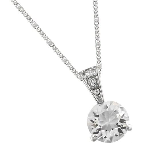 Brand 1:1 Simple and Fashion Angels Kiss Platinum Round Single Diamond Clavicle Necklace Pendant Exquisite Lady Silver Jewelry