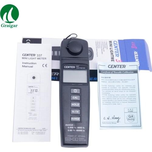 Light Meter CENTER-337 Sample rate: 2 times/sec Resolution: 0.001fc~1fc
