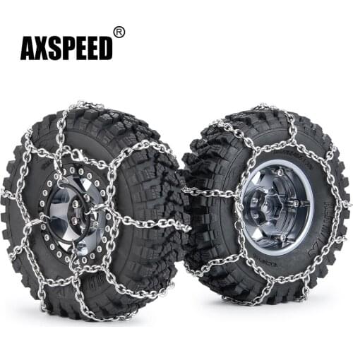 AXSPEED Metal 105mm/120mm/130mm Anti Skid Safety Snow Chain for TRAXXAS TRX-4 TRX4 1/10 RC Crawler Car Parts 1.9inch Wheel Tires