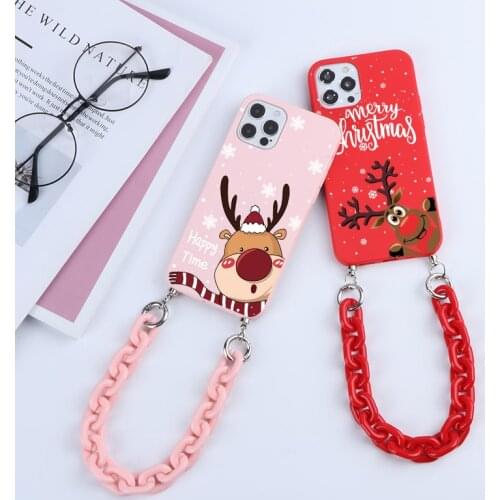 For iPhone 13 Case Christmas Elk Bracelet Cover For iPhone 12 11 13 Pro XS Max mini 7 8 6 6S Plus SE 2020 X XR 5 S Chain Funda
