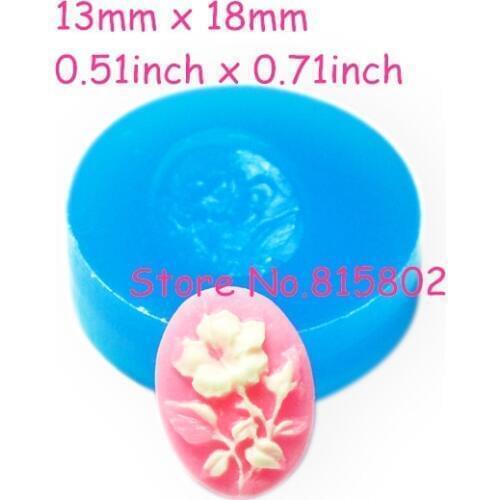 CYL176U Cameo Cabochon Mold Flower Cameo Mold Silicone Push Mold 18mm - Polymer Clay Fake Sweet Molds, Food Safe