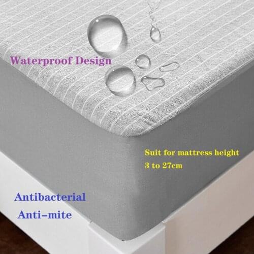 Towel Fleece Super Waterproof Mattress Cover American Standard King Size Anti-Mite Bed Protector Cover Not Including Pillowcase