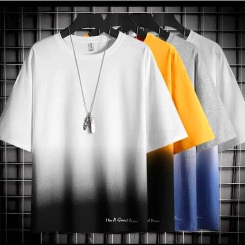 New Arrival Men Summer T-shirts 2021 Gradient Color Streetwear Male Round Neck Pullover Casual Half Sleeve Tops Camiseta Hombre