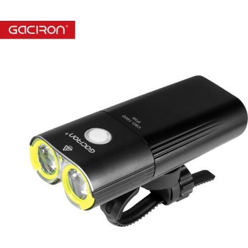 Gaciron 1600 Lm Bicycle Front Torch USB Rechargeable MTB Handlebar Flashlight Waterproof Road Bike Cycling Power Bank Head Light