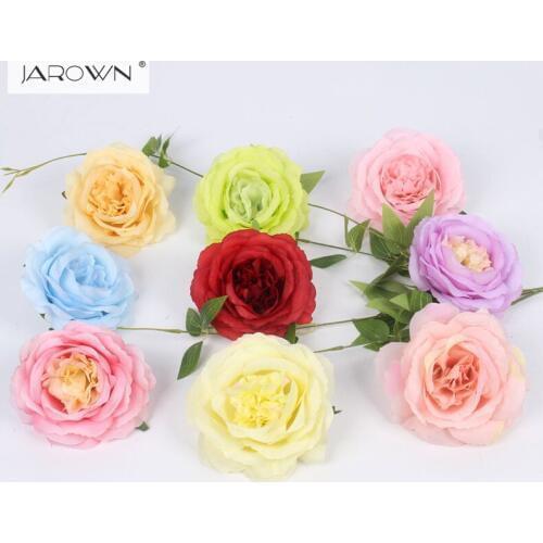 JAROWN Artificial Chinese Rose Flower Heads Decorative Silk Colorful Flowers Head Road Led For Wedding Tabel Wall Hotel Decor