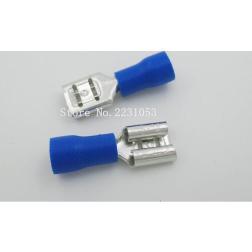 50PCS/LOT FDD2-250 Female Insulated Electrical Crimp Terminal for 1.5-2.5mm2 Connectors Cable Wire Connector FDD2.5-250 FDD