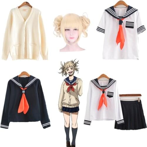 My Hero Academia Cosplay Costume Anime Cosplay Boku no Hero Academia Himiko Toga JK Uniform Women Sailor Suits with Sweaters