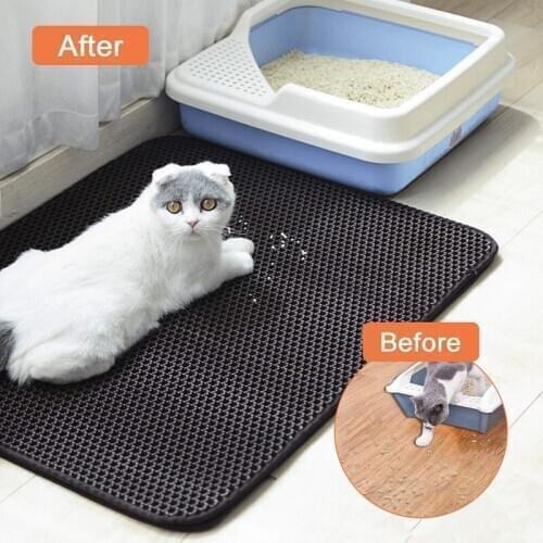 Pets Cat Litter Mat Waterproof EVA Double Layer Litter Trapping Pet Litter Box Mat Clean mat Pads Bed For Cats House Accessories
