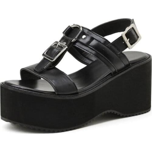 Summer Ladies Sandals Vintage Buckle Punk Gothic Shoes Platform Chunky Heels Open Toe Gladiator Shoes Women Summer sandals