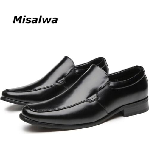 Dropshipping Size 39-47 Solid Men Business Shoes Artificial Leather Casual Men Dress Shoes Misalwa Daily Comfortable Loafers