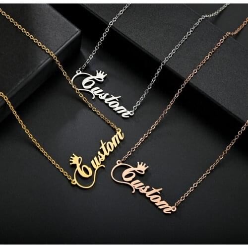 Acheerup New Fashion Stainless Steel Necklace for Women Customized Name Chain Pendant Personalized Nameplate Golden Jeweley Gift