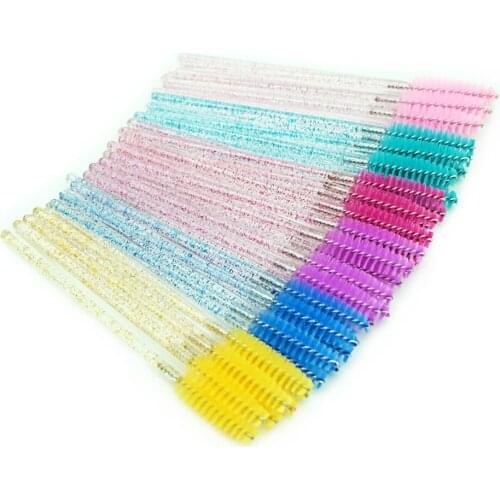 Disposable Crystal Mascara Brush 50 pcs Eyelash Makeup Brushes Sticks Applicator Spoolers Eyelash Grafting Curling Comb Beauty
