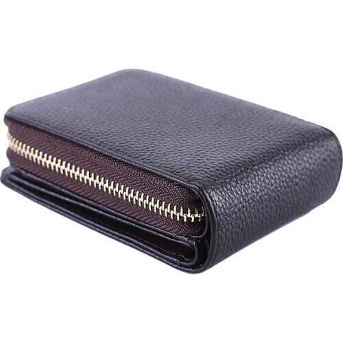 Solid Male Bank Credit Card Wallet Men Soft Card Package Real Cow Leather Coin Pocket Short Purse Slim Cards Cover Case Zipper