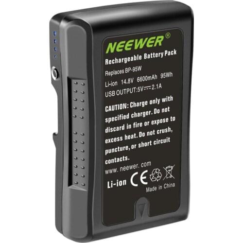 Neewer V Mount/V Lock Battery - 95Wh 14.8V 6600mAh Rechargeable Li-ion Battery for Broadcast Video Camcorder,For Sony HDCAM