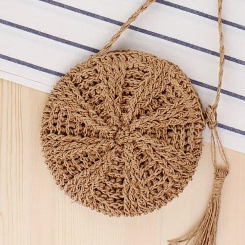 Beach Rattan Woven Round Women Crossbody Bag Vintage Retro Straw Square Box Messenger Bag Lady Summer Cute Beach Shoulder Bag