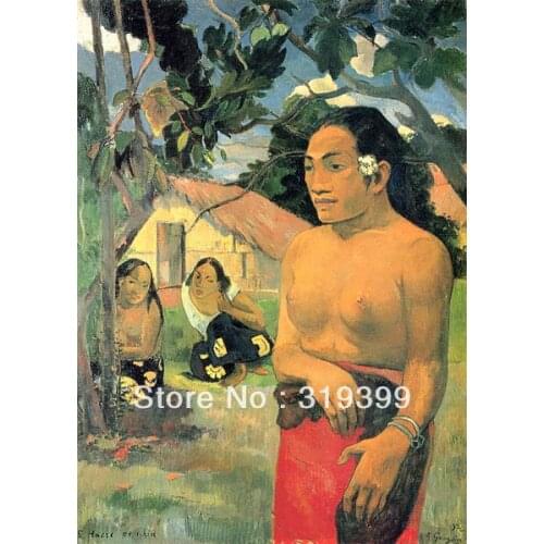 Nude Oil Painting Reproduction on Linen canvas,Tahitian Haere oe i hia by paul gauguin,Free DHL Shipping,Museum quality