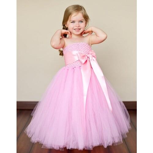 New year christmas pink Sleeveless Flower Girls Tutu Dress princess Birthday Photo props Pageants Girls Party Wedding Dress