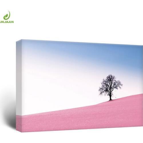 JHLJIAJUN Nordic Pink Desert Tree Modular Painting Nordic Wall Art Print And Poster Dining Living Room Home Bedroom Decor