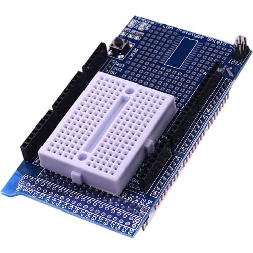Brand New Prototype Shield Protoshield V3 Expansion Board with Mini Bread Board MEGA Blue + White