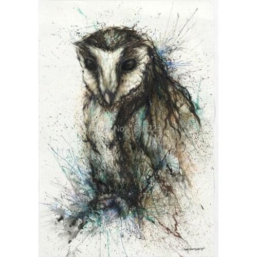 Modern Abstract Oil Painting On Canvas Black Bird Animals Wall Oil Painting Handmade Owl Painting for Living Room Decor