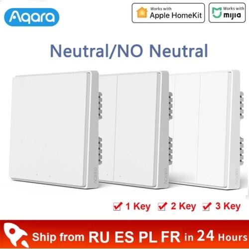 Xiaomi Aqara Smart D1 Wall Switch Zigbee Wireless Light Switch 3 button key with Neutral Voice Control for homekit mihome Mijia