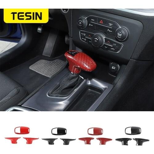 TESIN Interior Mouldings for Dodge Charger Car Gear Shift Knob Top Head Decoration Cover Stickers for Dodge Challenger 2015