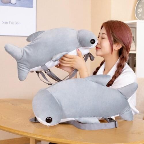 1pc 55cm Shark Plush Toy Hammerhead Shark Backpack Toys Simulation Shark Dolls Soft Stuffed Student Backpack Kids Gifts