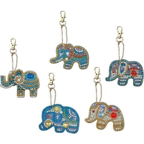 2/3/5/6Pcs 5D DIY Drill Diamond Painting Cartoon Elephant Diamond Painting Keychain Embroidery Cross Stitch Needlework Mosaic