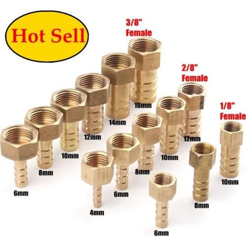 2pcs/lot 1/8" 2/8" 3/8"Thread Brass Pagoda 4~16mm Connectors Gas Pipe Adapter Copper Joint Irrigation Water Hose Pipe Connector