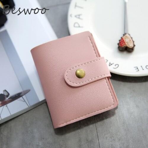 2021 Short Womens Wallets Fashion Leather Purse Ladies Card Holders Solid Hasp Casual Clutch Female Purse Money Clip Wallet