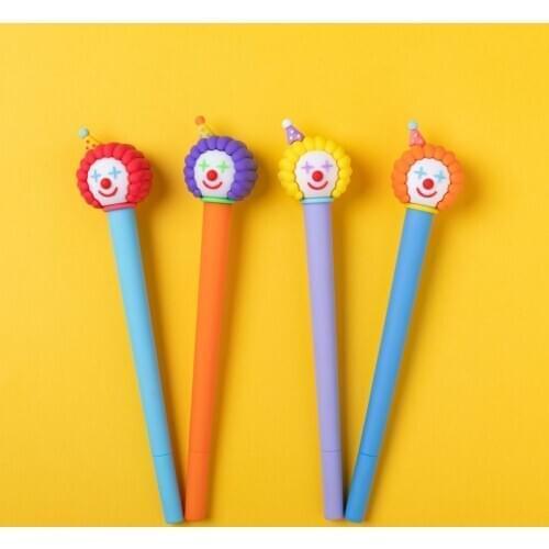 24PCS Flexible Glue Gel Pen Clown Circus Silicone Ball Pen Black 0.5mm Office Student Stationery Kawaii School Supplies