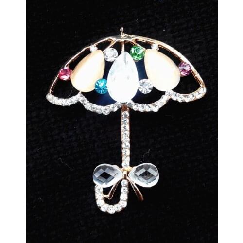 6pcs per lot 4.5cm*5cm Gold Opal Umbrella Charms Cell Phone DIY Alloy Decoration AC103