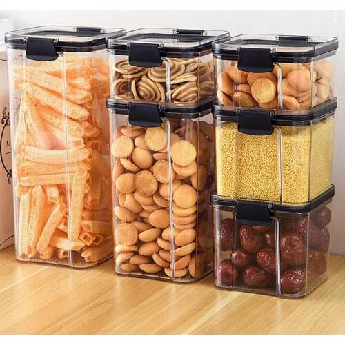 700/1300/1800ML Food Storage Container Plastic Kitchen Refrigerator Noodle Box Multigrain Storage Tank Transparent Sealed Cans