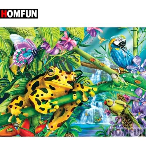 HOMFUN Full Square/Round Drill 5D DIY Diamond Painting "Frog flower" Embroidery Cross Stitch 5D Home Decor Gift A00759