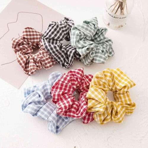 Amoy source Han Chunxia new lattice large intestine circle wild plate hair girl hair circle Japanese tide cloth circle