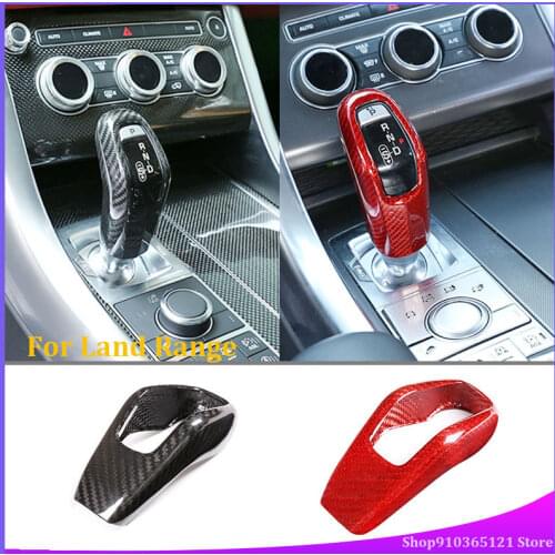 Real Carbon Fiber Car Gear Head Shift Knob Cover Trim Auto Sticker For Land Range Rover Sport RR Sport 2018-2020 Car Accessories