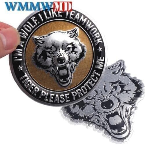 Car-Styling Wolf Head Sticker 3D Metal Car Motorcycle Logo Emblem Badge decoration Decals Auto Accessories