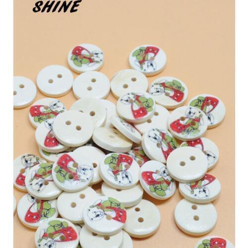 SHINE Wooden Sewing Buttons Scrapbooking Round Two Holes Bear Pattern 15mm Dia. 24 PCs Costura Botones bottoni botoes