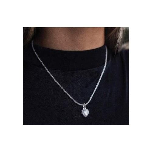Iced Out Sparking Bling 5A Cubic Zirconia Heart Arrow Shaped Charm Tennis Chain Necklace For Women Fashion Wedding Party Jewelry