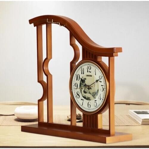 CHINESE SEAT CLOCK LARGE LIVING ROOM HOUSEHOLD SOLID WOOD SIMPLE MODERN ATMOSPHERIC CLOCK CHINESE WIND DECORATIVE SILENT CLOCK