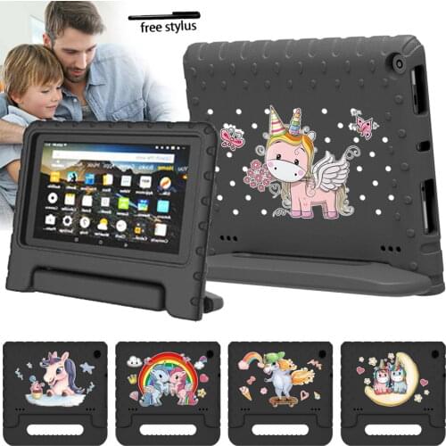Tablet Case for Amazon Fire 7/Fire HD 8/Fire HD 8 Plus Hand-held Shockproof Children EVA Tablet Cover Case + Free Stylus