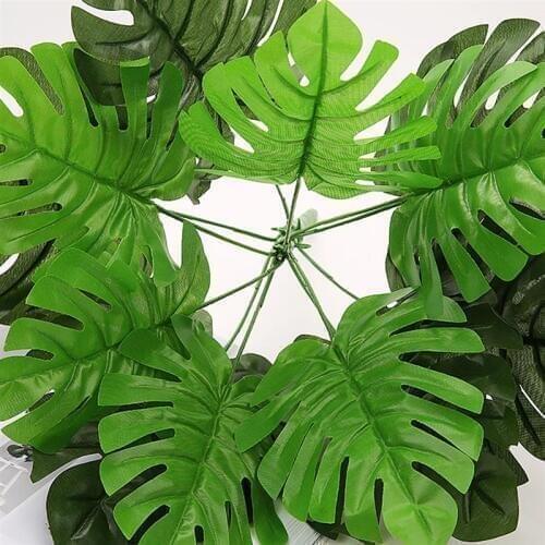Artificial Plant Branch Fake Grass Decorative Vivid Fake Monstera Leaves Home Decorations