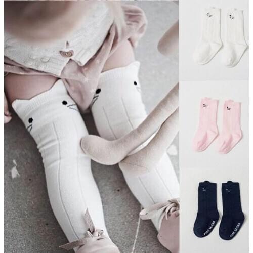 Cartoon Cotton Baby Kids Girls Toddler Knee High Stockings Tights Cats Cartoon Stockings 0-4T Children Accessories