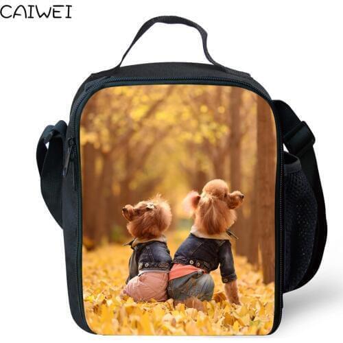 Kawaii Pet Dog Lunch Food Bag for Women Casual Primary Student Kids Lunchbox Portable School Children Insulated Lunch Bag