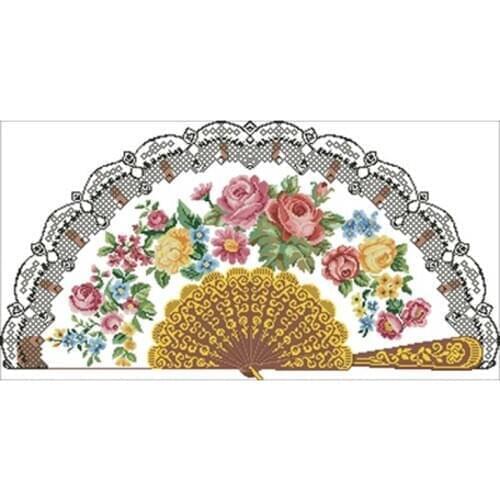 Classical rose fan drawing patterns Counted Cross Stitch 11CT 14CT 18CT DIY Chinese Cross Stitch Kits Embroidery Needlework Sets