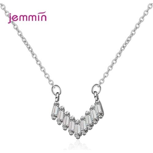 Wedding Party Austria Zircon 925 Sterling Silver Geometric Pendant Necklaces For Women Lovers Birthday Jewelry Gift