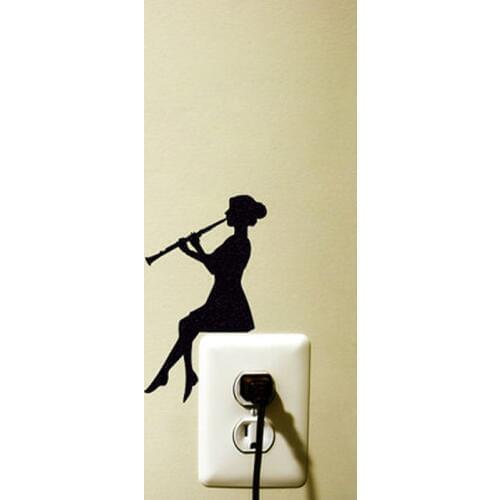 KUCADA Black Creative Girl DIY Wall Stickers Switch Sticker Home Decoration Wallpaper JG1888